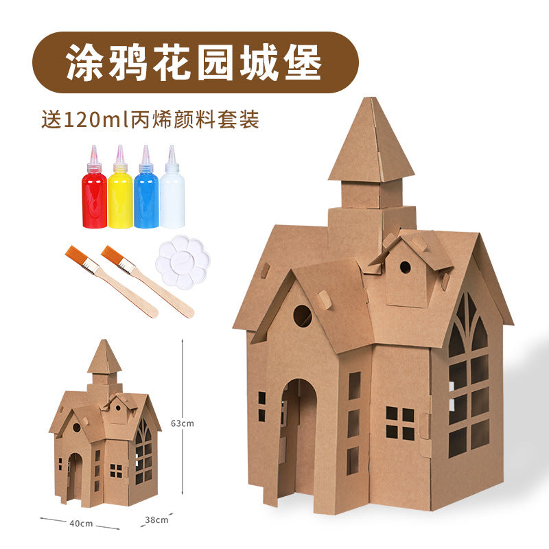 Carton Dinosaur Children's Handmade DIY Carton Car Kindergarten Children Wearable Deformation Toy Airplane Model