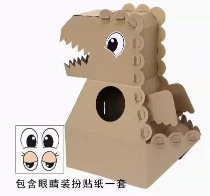 Carton Dinosaur Children's Handmade DIY Carton Car Kindergarten Children Wearable Deformation Toy Airplane Model