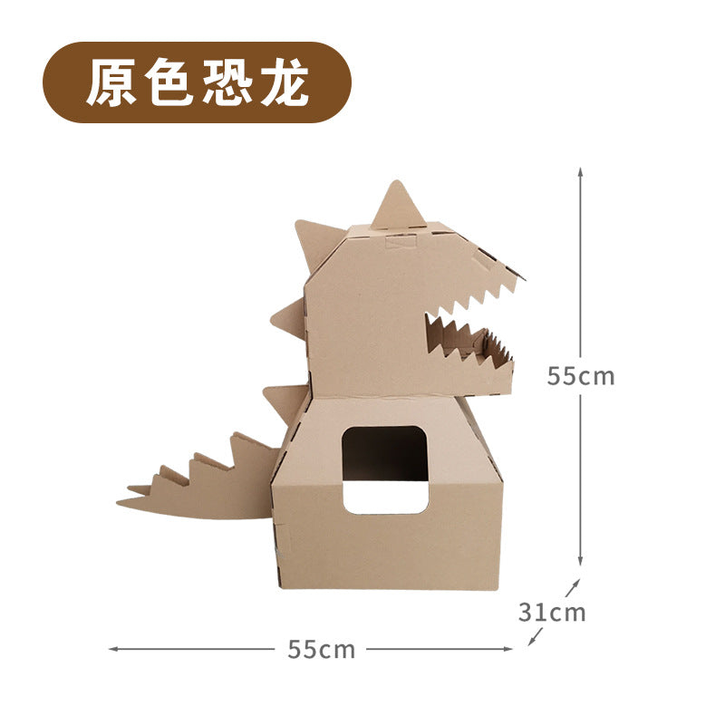 Carton Dinosaur Children's Handmade DIY Carton Car Kindergarten Children Wearable Deformation Toy Airplane Model
