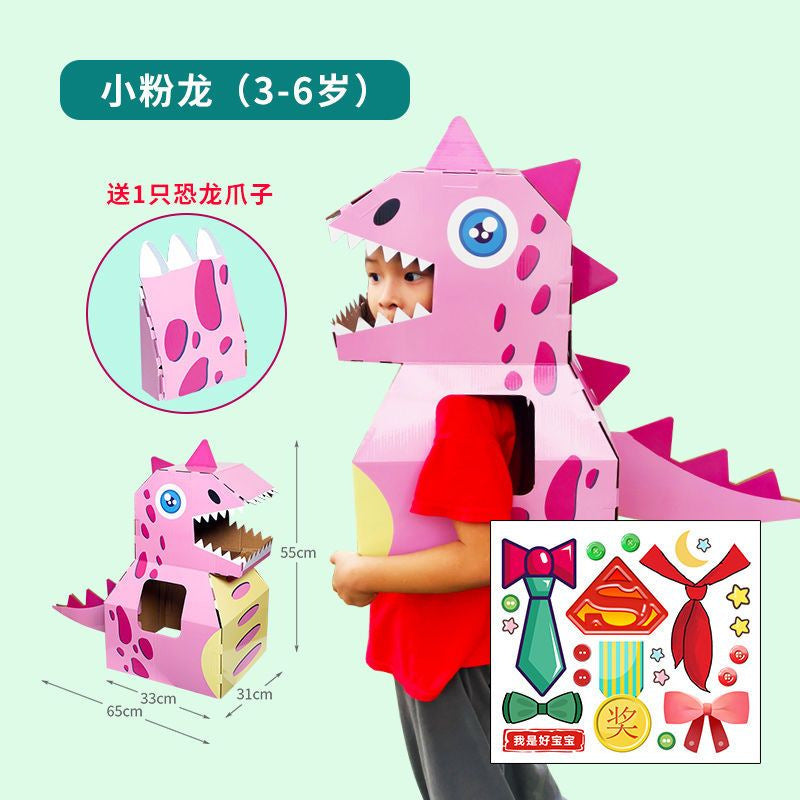 Carton Dinosaur Children's Handmade DIY Carton Car Kindergarten Children Wearable Deformation Toy Airplane Model