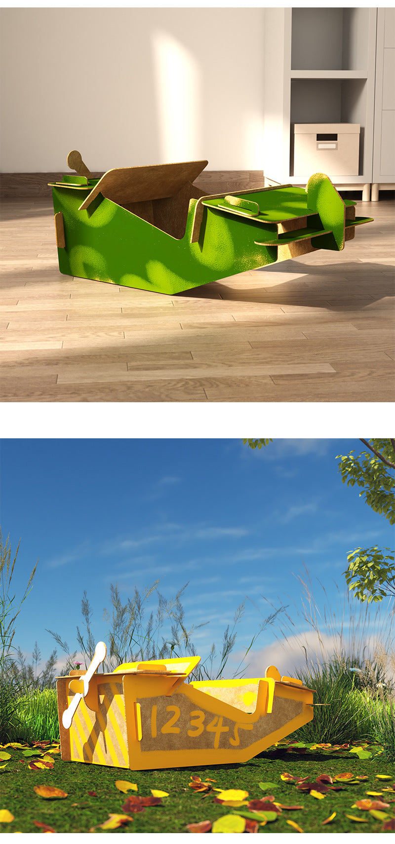 Carton Dinosaur Children's Handmade DIY Carton Car Kindergarten Children Wearable Deformation Toy Airplane Model