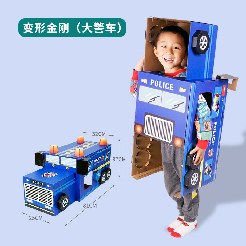 Carton Dinosaur Children's Handmade DIY Carton Car Kindergarten Children Wearable Deformation Toy Airplane Model