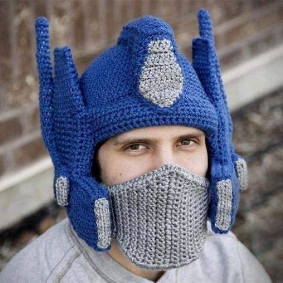Crocheted Robot Leader Helmet