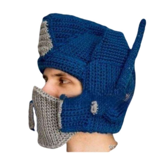 Crocheted Robot Leader Helmet