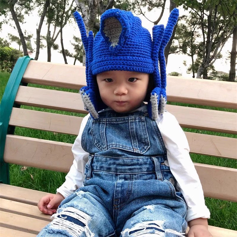 Crocheted Robot Leader Helmet