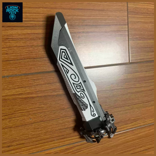 Folding Arm Blade Prop Replica — Engraved Steel-Look Cosplay Sword, Collapsing Mechanism Display Piece