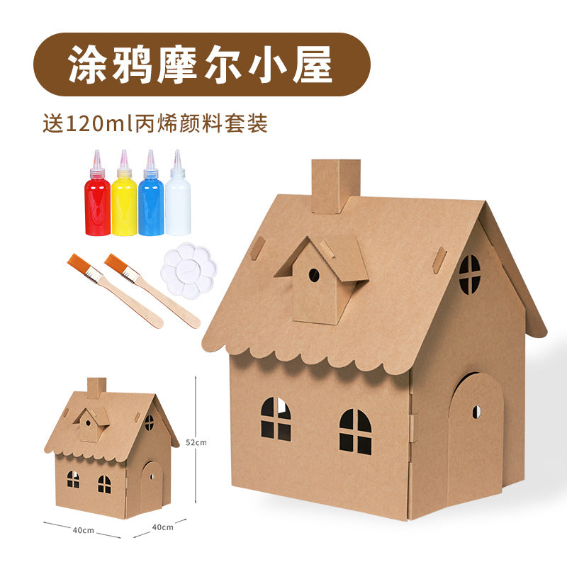 Carton Dinosaur Children's Handmade DIY Carton Car Kindergarten Children Wearable Deformation Toy Airplane Model