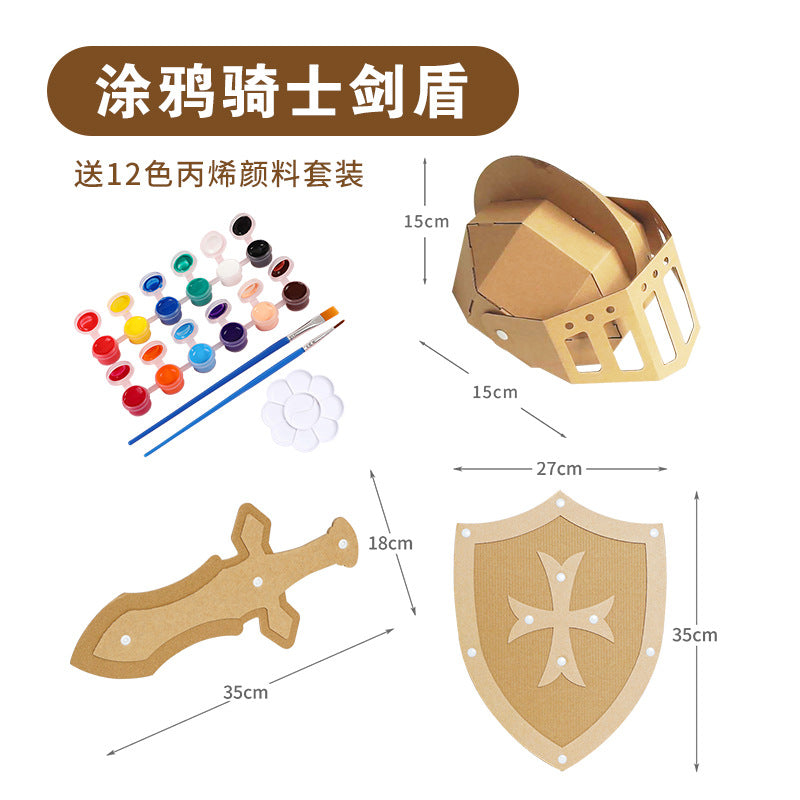 Carton Dinosaur Children's Handmade DIY Carton Car Kindergarten Children Wearable Deformation Toy Airplane Model