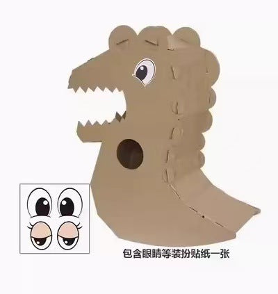 Carton Dinosaur Children's Handmade DIY Carton Car Kindergarten Children Wearable Deformation Toy Airplane Model