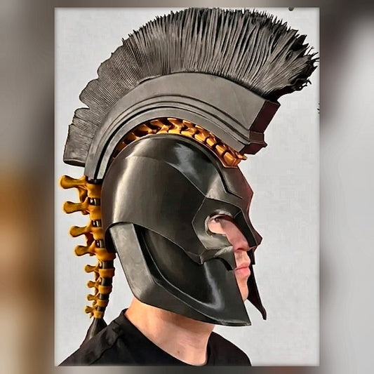The helmet worn, side view, showing fit on an adult head