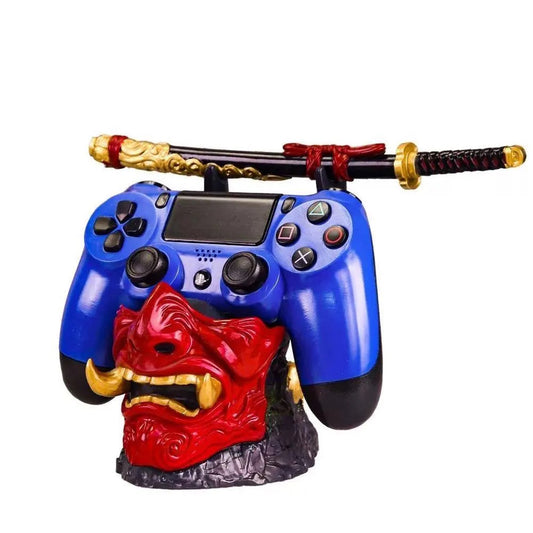 Samurai Oni Mask Controller Stand | PS5/Xbox Katana Holder Decor
