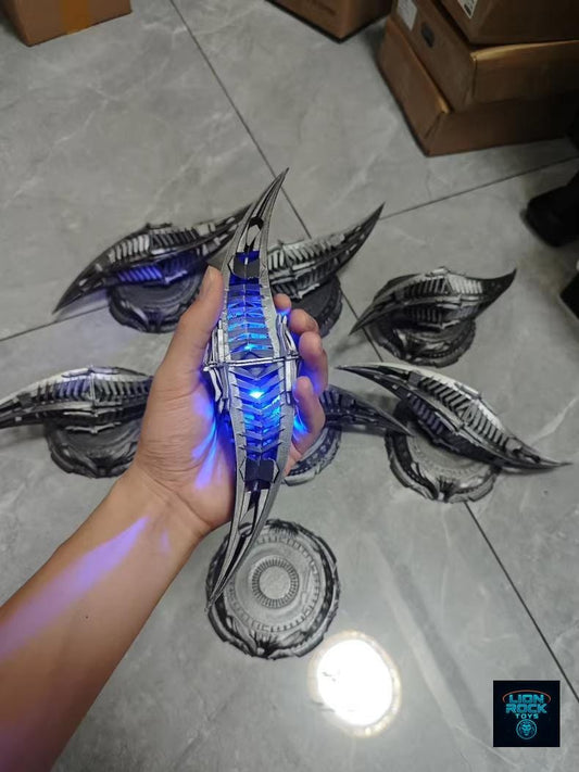 Weathered silver 3D printed energy core artifact