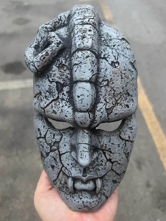 Ancient Stone Mask Prop - Hand-Painted Aztec Vampire Relic - 1:1 Scale Resin Replica for Gothic Decor, Cosplay, & Supernatural Collections