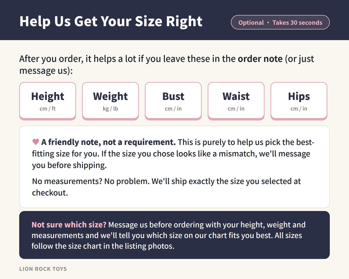 Help us get your size right - optional measurements