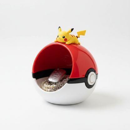 Pikachu Pokeball Desk Organizer | Pokemon Storage Tray with Figure