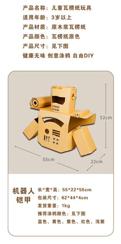 Carton Dinosaur Children's Handmade DIY Carton Car Kindergarten Children Wearable Deformation Toy Airplane Model