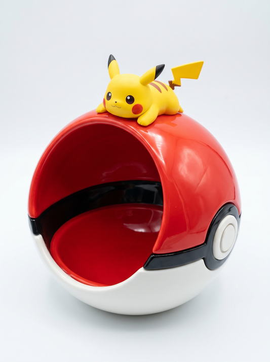 Pikachu Pokeball Desk Organizer | Pokemon Storage Tray with Figure