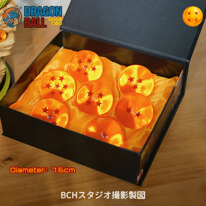 7 Crystal Star Spheres Collection with Mythic Green Dragon Diorama - Celestial Wishing Orbs - 30cm Immortal Dragon Statue