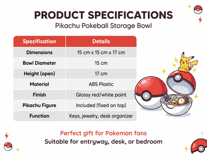 Pikachu Pokeball Desk Organizer | Pokemon Storage Tray with Figure