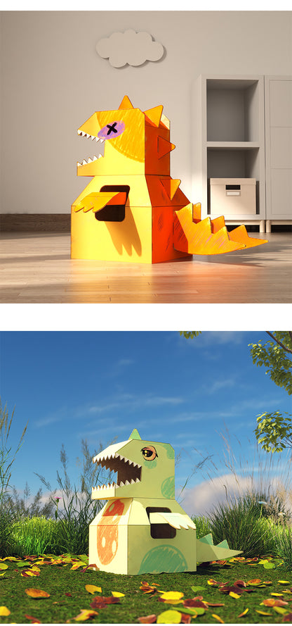 Carton Dinosaur Children's Handmade DIY Carton Car Kindergarten Children Wearable Deformation Toy Airplane Model