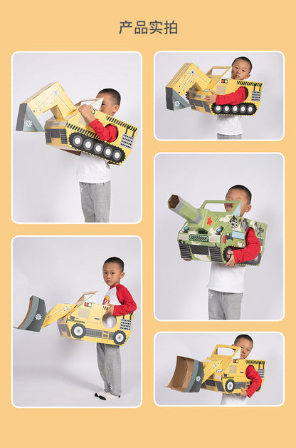 Carton Dinosaur Children's Handmade DIY Carton Car Kindergarten Children Wearable Deformation Toy Airplane Model