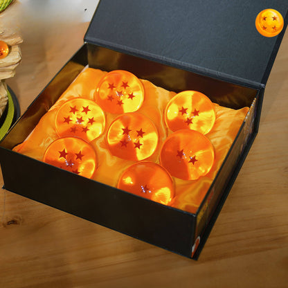 7 Crystal Star Spheres Collection with Mythic Green Dragon Diorama - Celestial Wishing Orbs - 30cm Immortal Dragon Statue