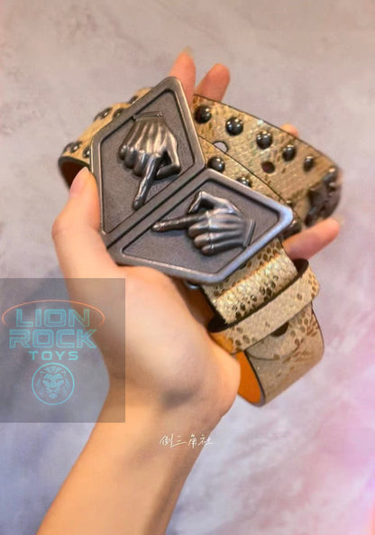 Gyro Zeppeli White & Green Leather Belt | Steel Ball Run Cosplay