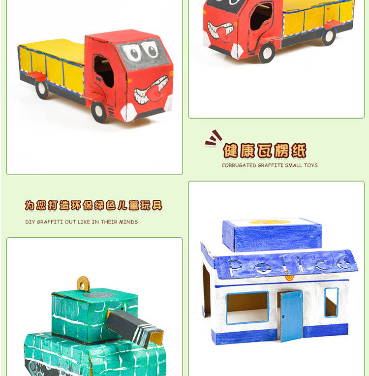 Cardboard Toy Children's Handicraft Creative Cardboard Box Small Car Tank Making Materials Kindergarten Homework Private Domain Group Buying