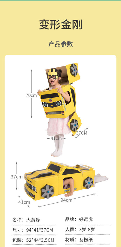 Carton Dinosaur Children's Handmade DIY Carton Car Kindergarten Children Wearable Deformation Toy Airplane Model