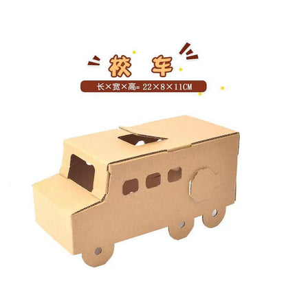 Cardboard Toy Children's Handicraft Creative Cardboard Box Small Car Tank Making Materials Kindergarten Homework Private Domain Group Buying