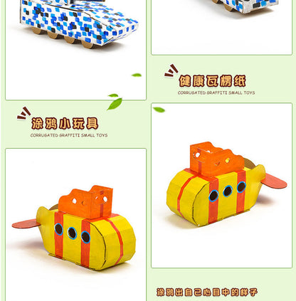 Cardboard Toy Children's Handicraft Creative Cardboard Box Small Car Tank Making Materials Kindergarten Homework Private Domain Group Buying