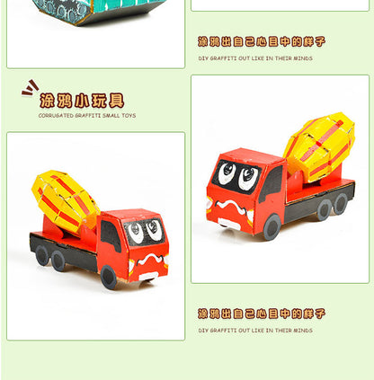 Cardboard Toy Children's Handicraft Creative Cardboard Box Small Car Tank Making Materials Kindergarten Homework Private Domain Group Buying