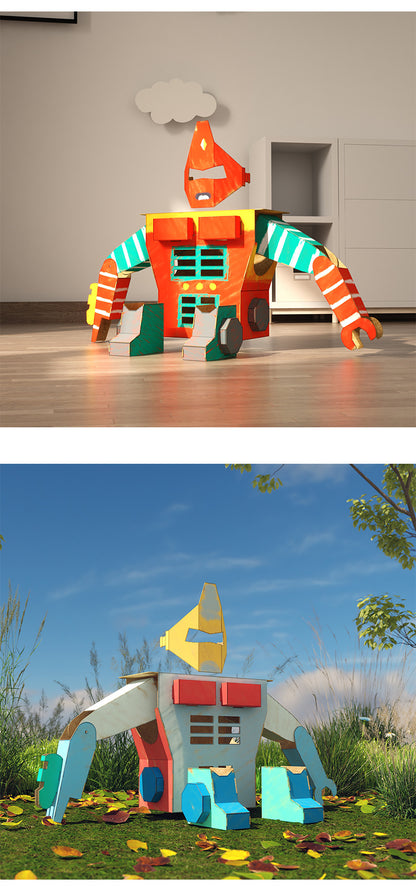 Carton Dinosaur Children's Handmade DIY Carton Car Kindergarten Children Wearable Deformation Toy Airplane Model