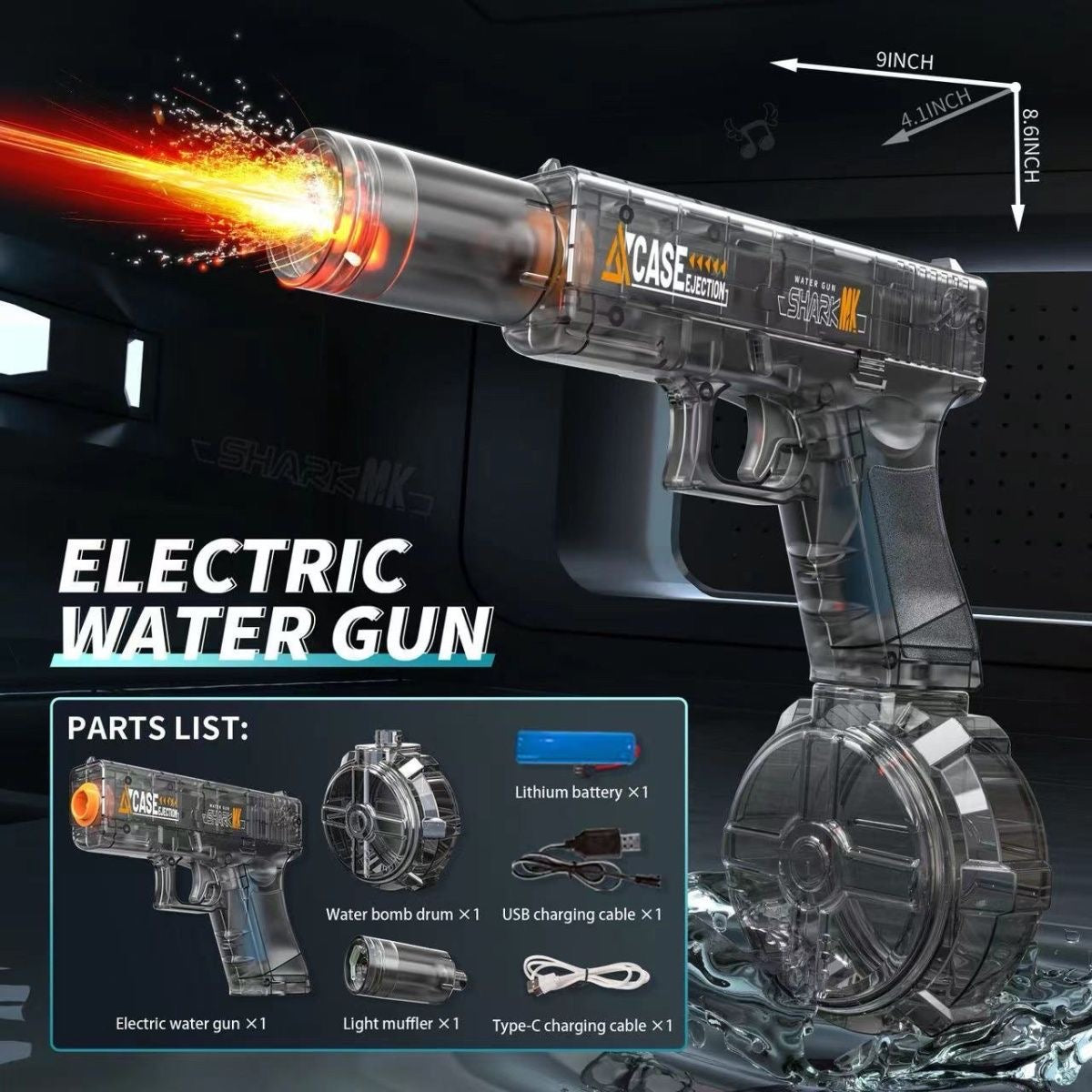 Tactical Electric Water Gun, G18  Shark MK Styles