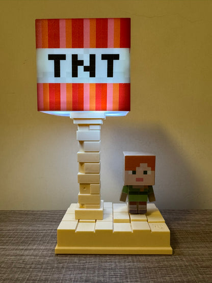 Minecraft TNT Block LED Lamp | Pixel Night Light, Gamer Room Desk Decor