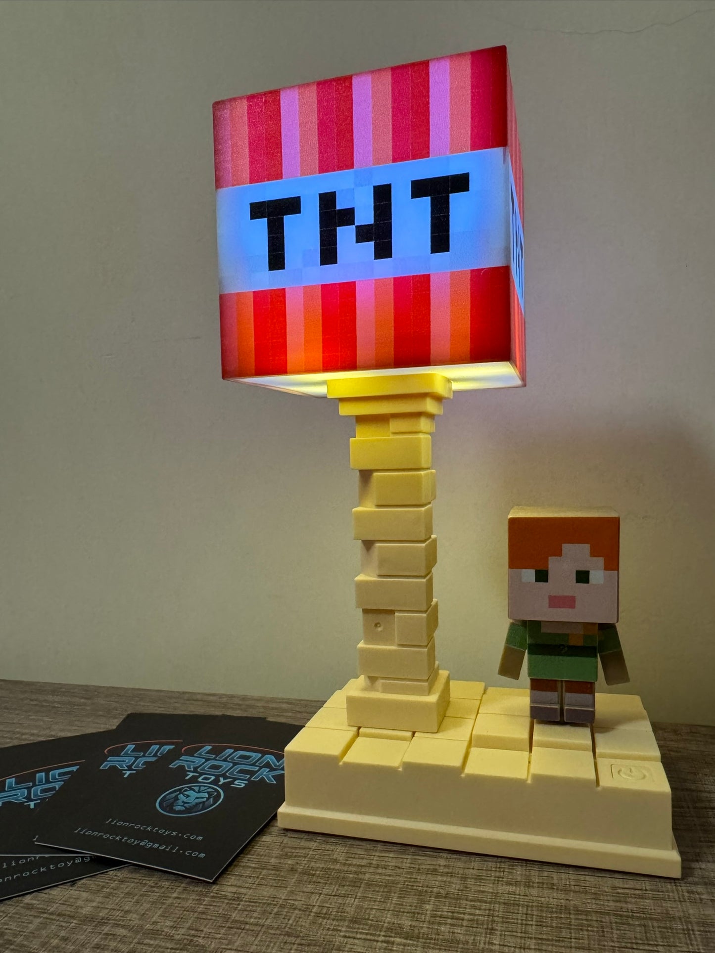 Minecraft TNT Block LED Lamp | Pixel Night Light, Gamer Room Desk Decor