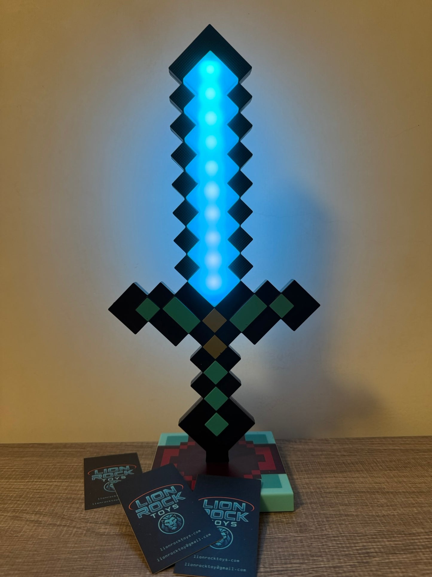 Minecraft Diamond Sword LED Lamp | RGB Pixel Night Light with Stand