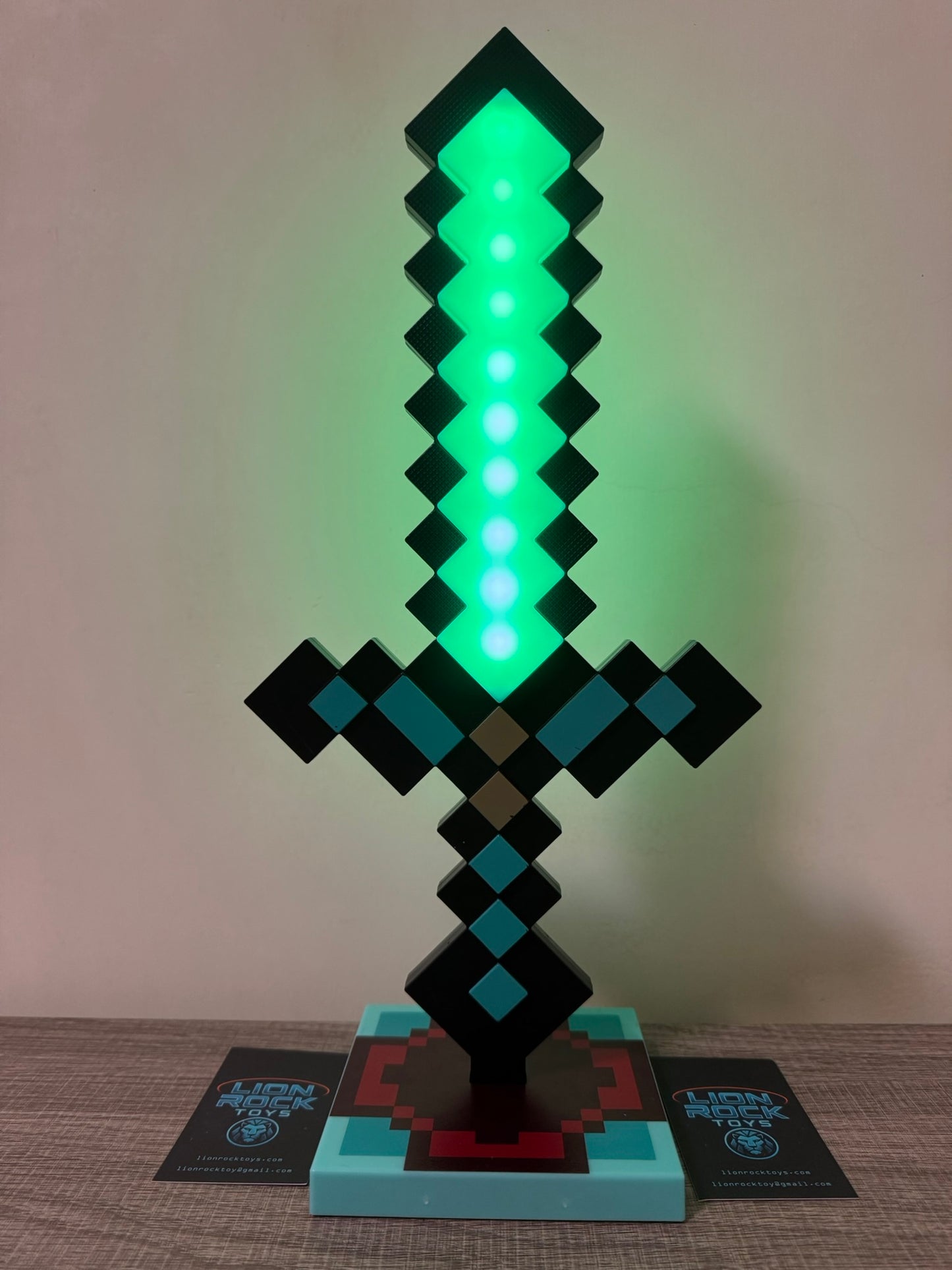 Minecraft Diamond Sword LED Lamp | RGB Pixel Night Light with Stand