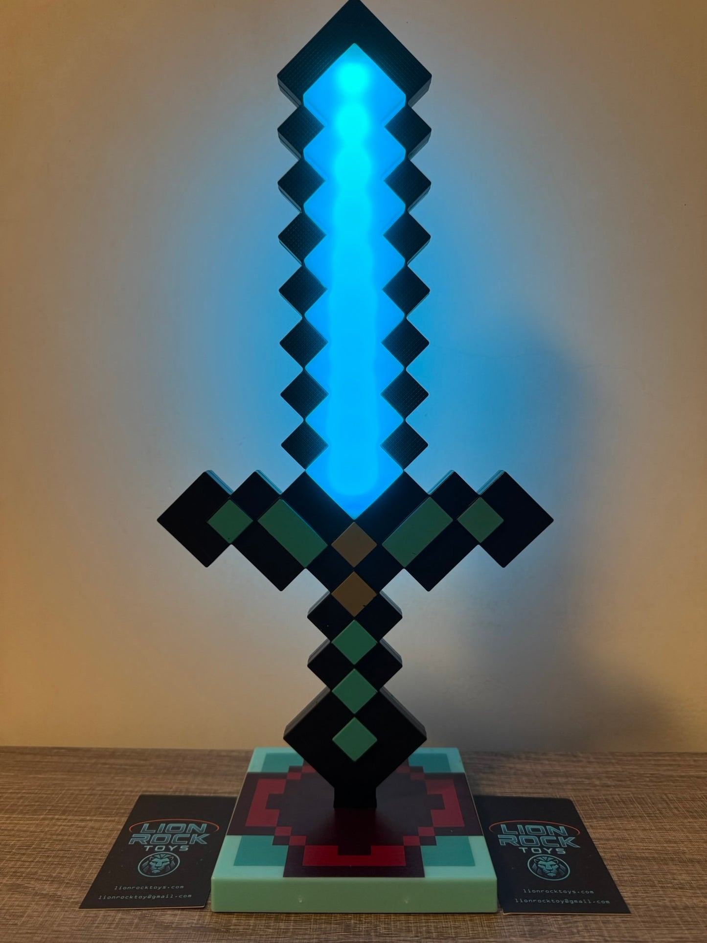 Minecraft Diamond Sword LED Lamp | RGB Pixel Night Light with Stand
