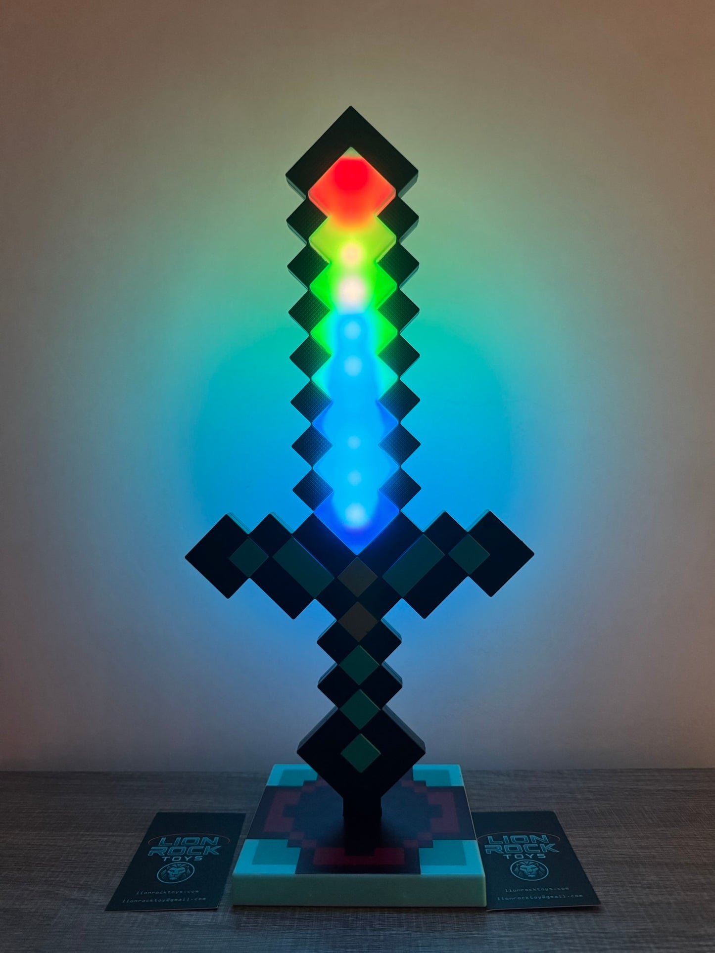 Minecraft Diamond Sword LED Lamp | RGB Pixel Night Light with Stand