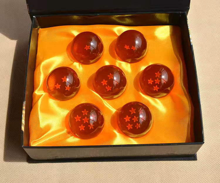 7 Crystal Star Spheres Collection with Mythic Green Dragon Diorama - Celestial Wishing Orbs - 30cm Immortal Dragon Statue