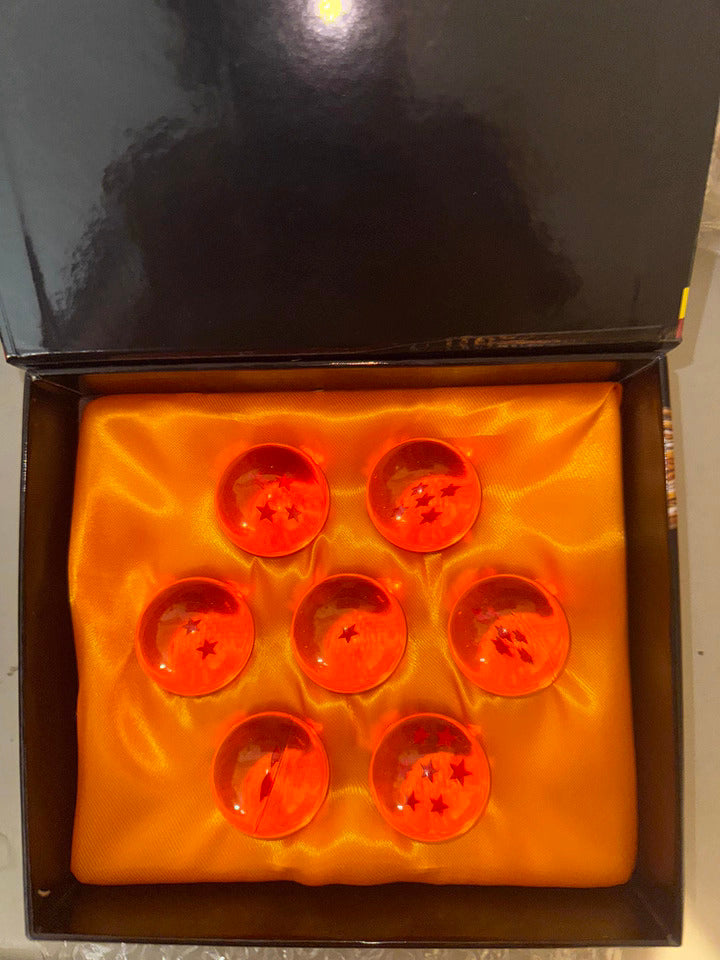 7 Crystal Star Spheres Collection with Mythic Green Dragon Diorama - Celestial Wishing Orbs - 30cm Immortal Dragon Statue