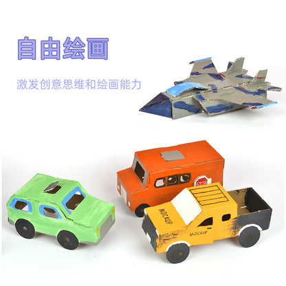 Cardboard Toy Children's Handicraft Creative Cardboard Box Small Car Tank Making Materials Kindergarten Homework Private Domain Group Buying