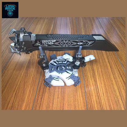 Folding Arm Blade Prop Replica — Engraved Steel-Look Cosplay Sword, Collapsing Mechanism Display Piece
