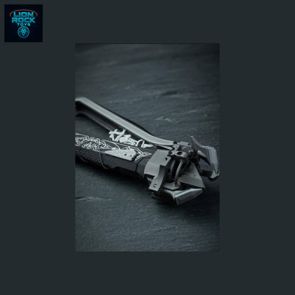 Folding Arm Blade Prop Replica — Engraved Steel-Look Cosplay Sword, Collapsing Mechanism Display Piece