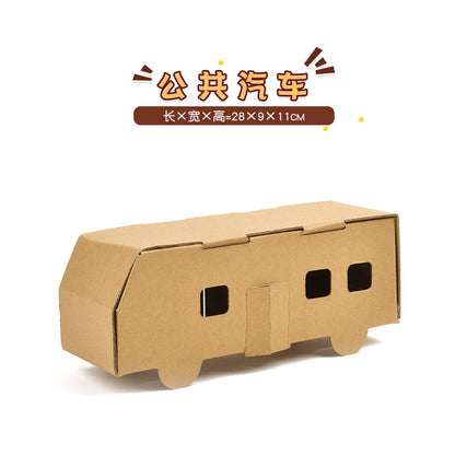 Cardboard Toy Children's Handicraft Creative Cardboard Box Small Car Tank Making Materials Kindergarten Homework Private Domain Group Buying