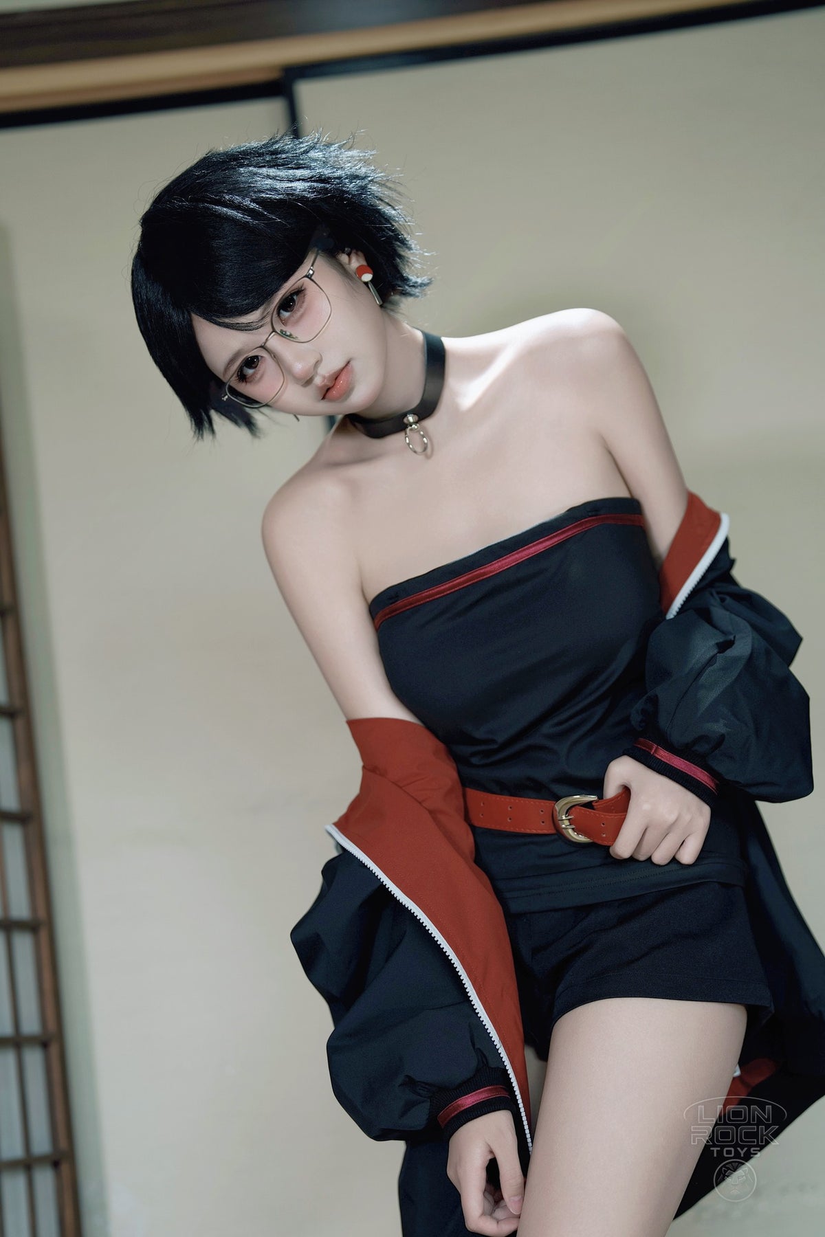 Black and crimson jacket kunoichi cosplay set - photo 4