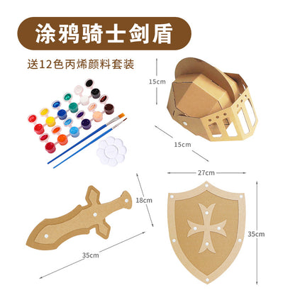 Carton Dinosaur Children's Handmade DIY Carton Car Kindergarten Children Wearable Deformation Toy Airplane Model