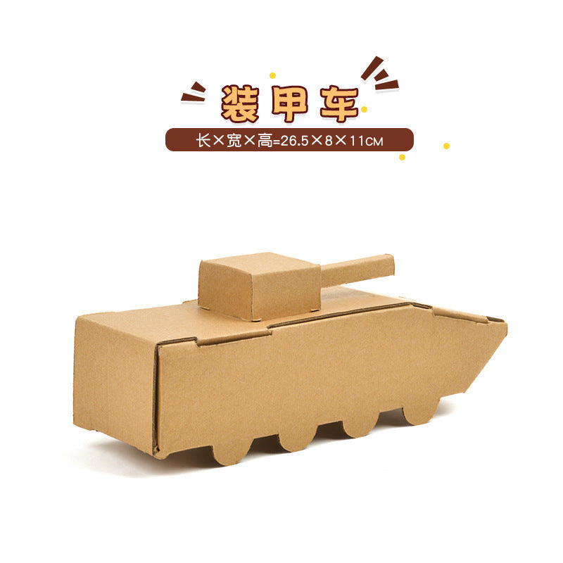Cardboard Toy Children's Handicraft Creative Cardboard Box Small Car Tank Making Materials Kindergarten Homework Private Domain Group Buying