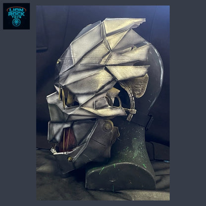 Faceted Plate Assassin Mask — Steampunk Skull Cosplay Helmet, Weathered Metal-Look Wearable Prop